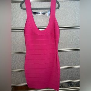 Herve Lager Hot Pink Bandage mini dress